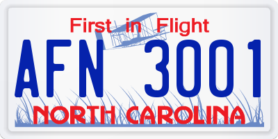 NC license plate AFN3001