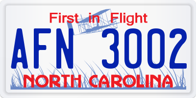 NC license plate AFN3002
