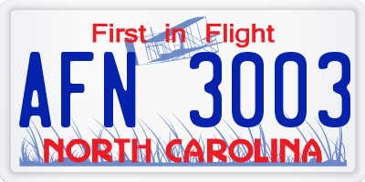 NC license plate AFN3003