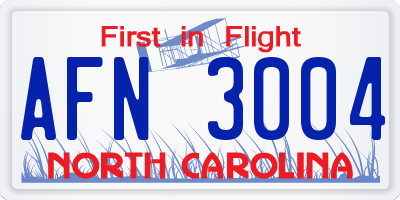 NC license plate AFN3004