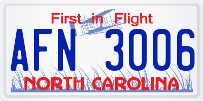 NC license plate AFN3006