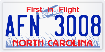 NC license plate AFN3008