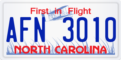 NC license plate AFN3010