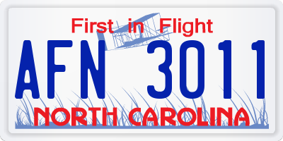 NC license plate AFN3011