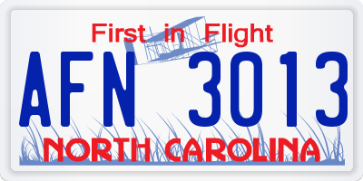 NC license plate AFN3013