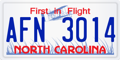 NC license plate AFN3014