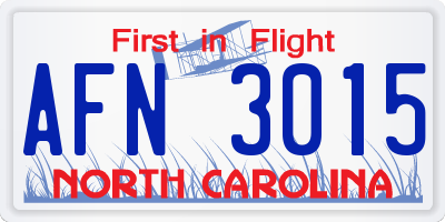NC license plate AFN3015