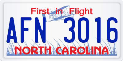 NC license plate AFN3016