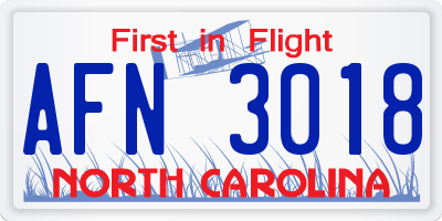 NC license plate AFN3018