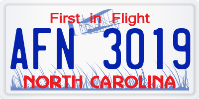 NC license plate AFN3019