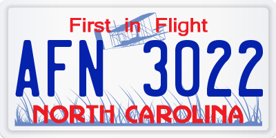 NC license plate AFN3022