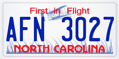 NC license plate AFN3027