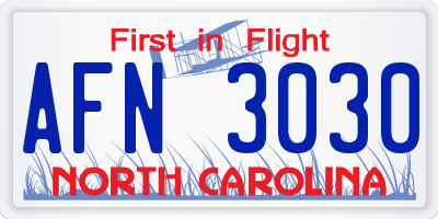 NC license plate AFN3030