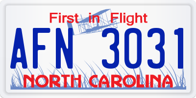 NC license plate AFN3031