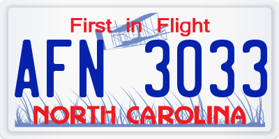 NC license plate AFN3033