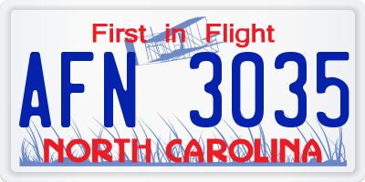 NC license plate AFN3035