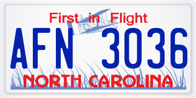 NC license plate AFN3036