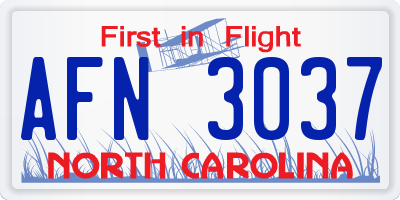 NC license plate AFN3037