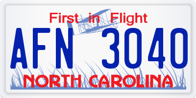 NC license plate AFN3040
