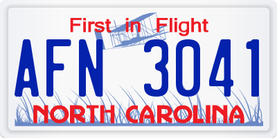 NC license plate AFN3041