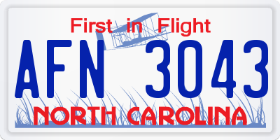 NC license plate AFN3043