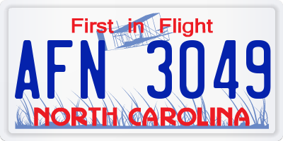NC license plate AFN3049