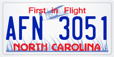 NC license plate AFN3051
