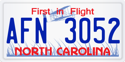 NC license plate AFN3052