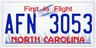 NC license plate AFN3053