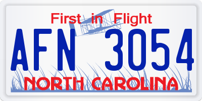 NC license plate AFN3054