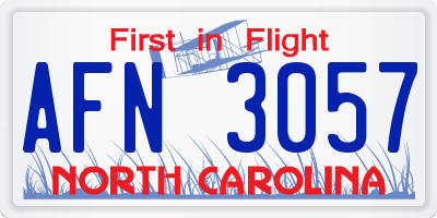 NC license plate AFN3057