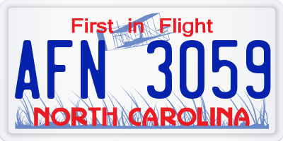 NC license plate AFN3059