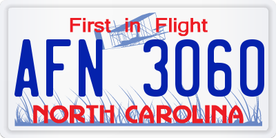 NC license plate AFN3060