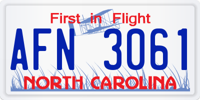 NC license plate AFN3061