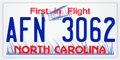 NC license plate AFN3062