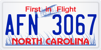 NC license plate AFN3067