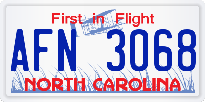 NC license plate AFN3068