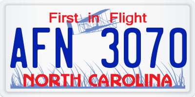 NC license plate AFN3070