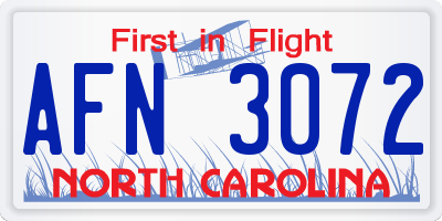 NC license plate AFN3072