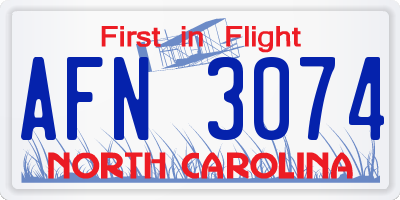 NC license plate AFN3074