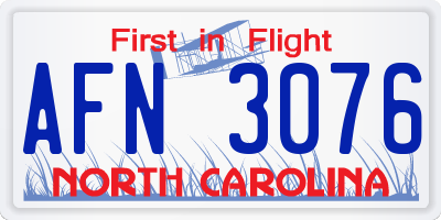 NC license plate AFN3076