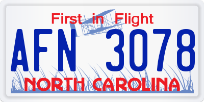 NC license plate AFN3078