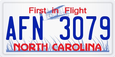 NC license plate AFN3079