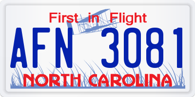 NC license plate AFN3081