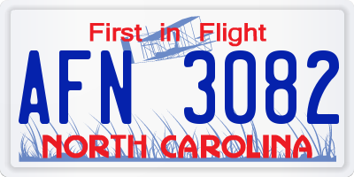 NC license plate AFN3082