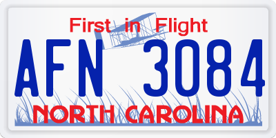 NC license plate AFN3084