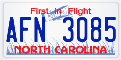 NC license plate AFN3085