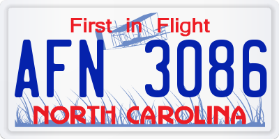 NC license plate AFN3086
