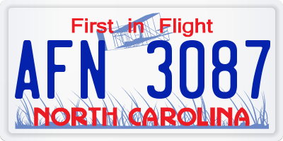 NC license plate AFN3087