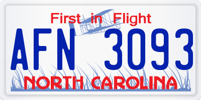 NC license plate AFN3093